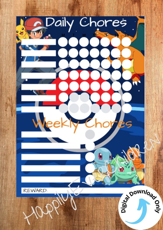 Pokemon Chore Chart Chore Chart for Kids Pokemon Printable - Etsy Singapore
