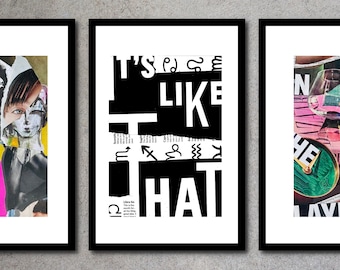 Digital Collage Wall Art Poster Prints, Magazine collage art home office, home decor, black and white art studio astrology aesthetic