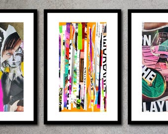 Eclectic Digital Collage Wall Art Poster Prints, Home Decor/Office