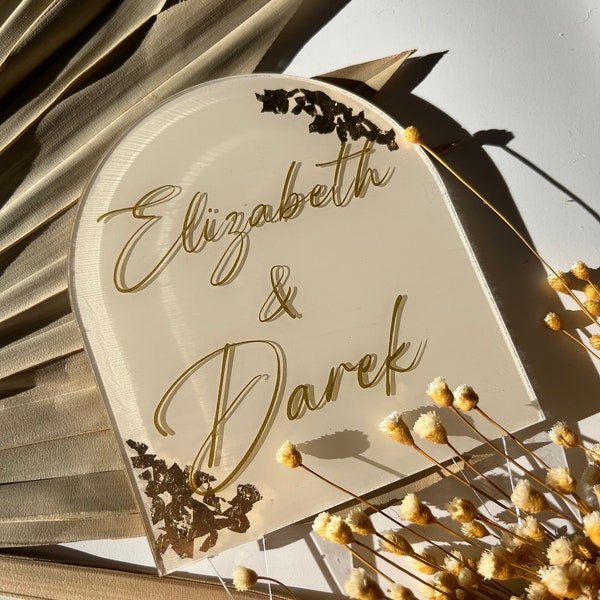 Custom Acrylic Wedding Cake Topper | Mr and Mrs | Anniversary | Engagement | Custom and Personalized Cake Topper | Rustic Boho Industrial