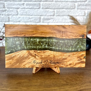 Personalized Charcuterie Board , Custom Serving Board , Olive Wood And Resin , Unique Cheese Board , Housewarming Gift , Christmas Gift