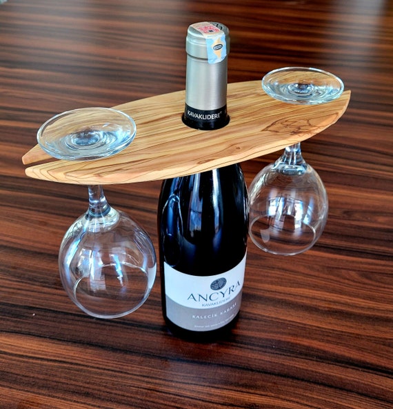 Olive Wood Wine Holder Glass Holder Etsy