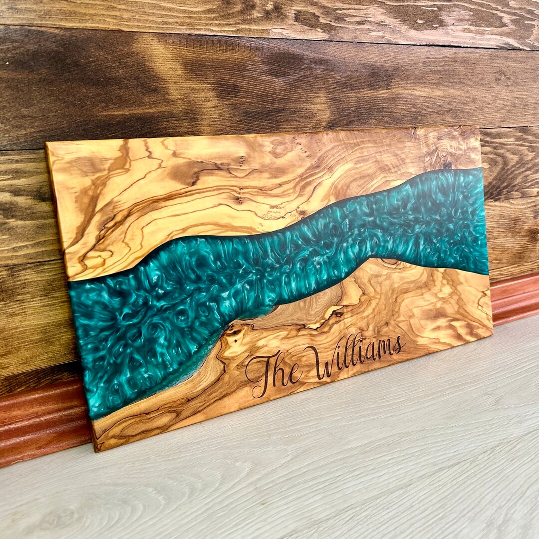 Personalized Charcuterie Board Epoxy Resin River Olive Wood Etsy UK