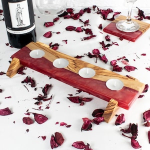オリーブウッドとエポキシ樹脂のティーライトキャンドルホルダー 木製ティーライトホルダー 新築祝い 結婚祝い 記念日 バレンタインデー ギフト