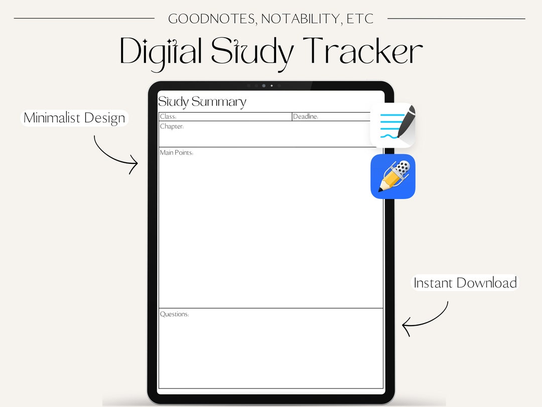 Digital Study Planner Template | Goodnotes & Notability | College ...