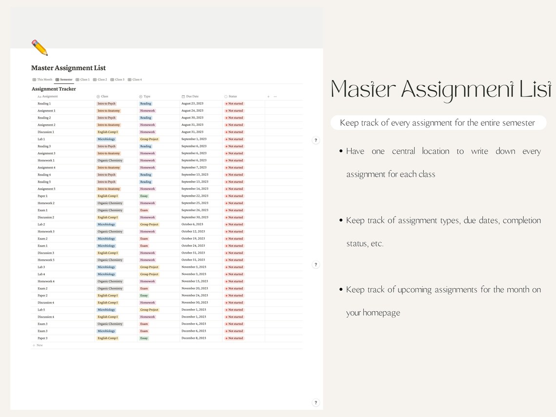 Minimal Neutral Grey Aesthetic Academic Notion Template Dashboard ADHD Friendly Digital School