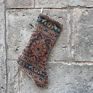 christmas stocking, vintage rug stocking, handmade stocking, turkish stocking, vintage stocking, boho stocking, vintage Christmas stocking