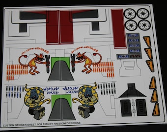 Custom Aufkleber kompatibel mit 7676 Sticker Sheet for 7676 Star Wars Republic Attack Custom