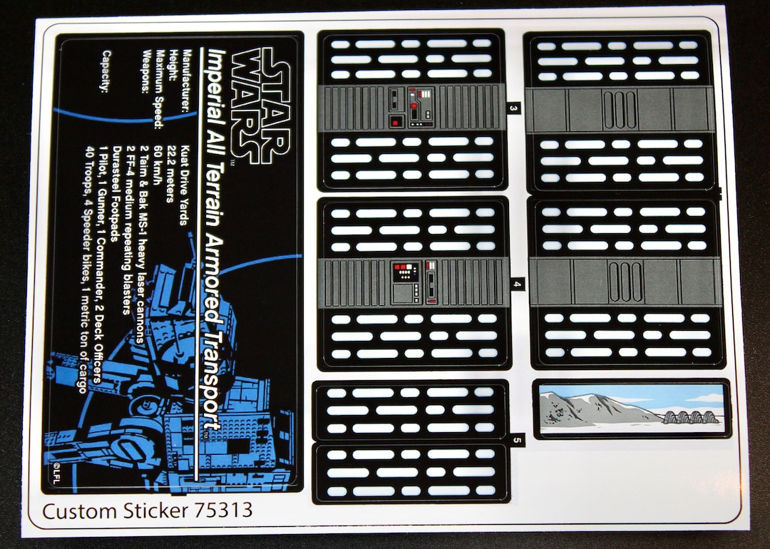 Foglio Adesivi Di Ricambio Per LEGO 75041 | Personalizzato In Pellicola | Compatibile Con Set Star Wars