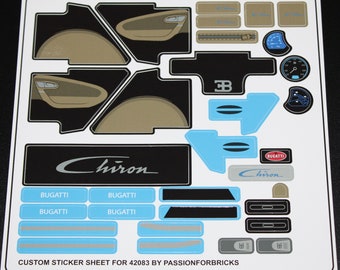 Custom sticker compatible with 42083 Sticker Sheet for 42083 Technic Bugatti Chiron