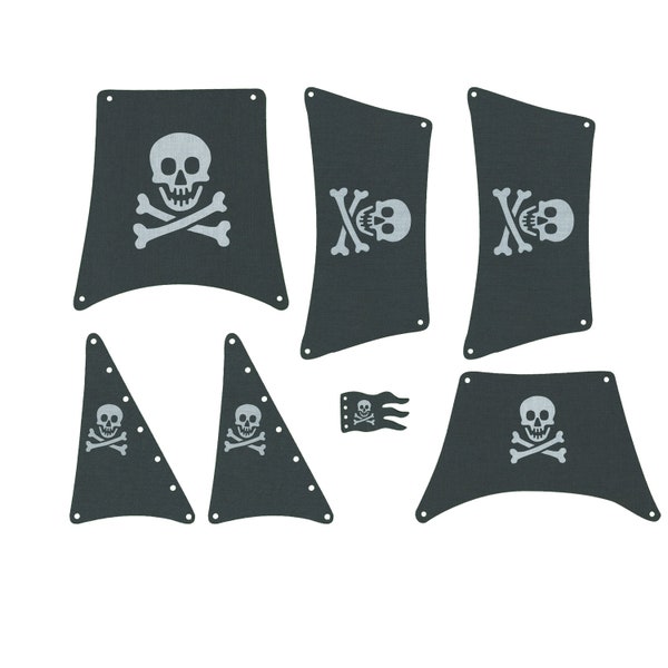 Cloth Sail sail set suitable for ship 6286 skull black MOC