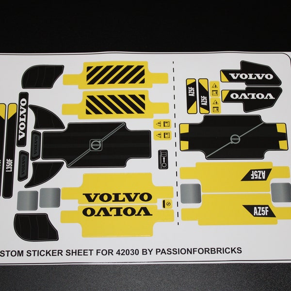 Custom Sticker compatible with LEGO 42030 Sticker Sheet for LEGO®® 42030 - Volvo L350F Wheel yellow