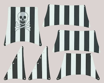 Cloth Sail Sail Set suitable for pirate ship, ship 6286 black white double-sided print