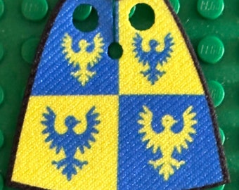 Cape, eagle, yellow blue, compatible with mini figure, suitable for knight's castle, MOC (X)