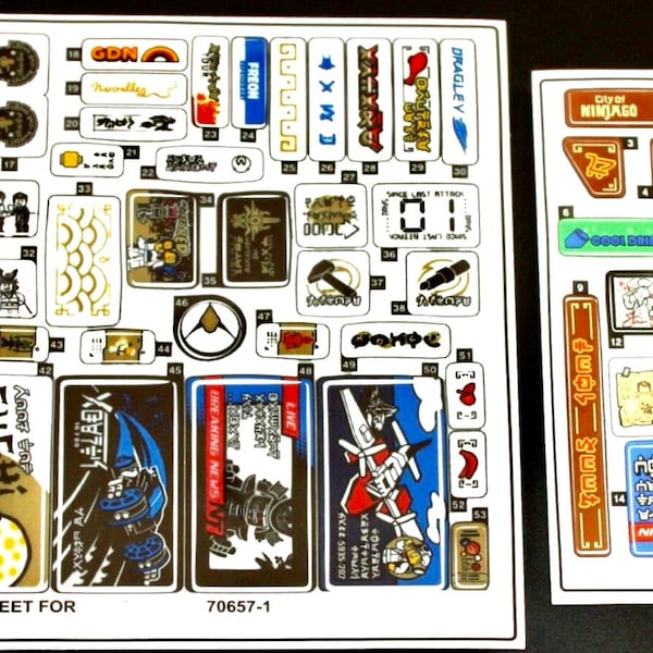 Custom stickers compatible with LEGO® 70657 Sticker Sheet for LEGO® Ninjago City Docks