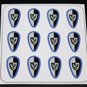 Custom Aufkleber Sticker Sheet kompatibel mit Minifigur for Shield ovoid Black falcon, Lion, Dragon, Wolfspack, Ritterburg 375, nach AUSWAHL