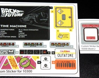 Autocollant personnalisé compatible avec la feuille d'autocollants de remplacement LEGO® 10300 pour Retour vers le futur