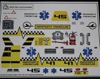 Custom stickers compatible with 7841 Sticker Sheet for 7841 Helicopter Rescue Unit