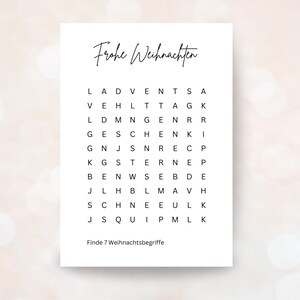 Postkarte Weihnachten Weihnachtskarte Rätsel PDF DIN A6 druckbar digitale Weihnachtsgrüße Kreuzworträtsel Weihnachtsrätsel Last Minute