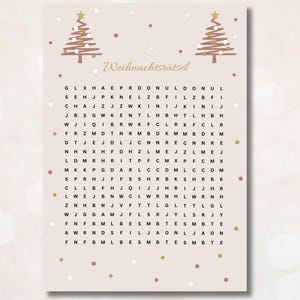Voucher personalizado para Natal, presente de Natal, quebra-cabeça de palavras cruzadas, download digital de PDF, modelo DIY
