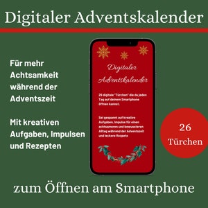 Digital Advent calendar with 26 cards to open on your smartphone Mindfulness Creative tasks Christmas recipes Conscious Advent season