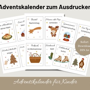 Calendario de Adviento niños DIY para imprimir Tarjetas de calendario de Adviento Boho Bono de descarga digital Tiempo en lugar de cosas Tarjetas de actividades en PDF para niños