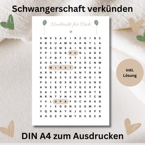 Announce pregnancy puzzle pdf instant download Announce pregnancy, German baby shower game guessing game You&#39;re going to be a grandpa grandparent