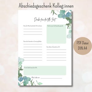 Cadeau d'adieu à remplir pour collègues, carte d'adieu pour collègue, carte à remplir DIY, adieu, retraite, livre d'amis, enseignant PDF vert