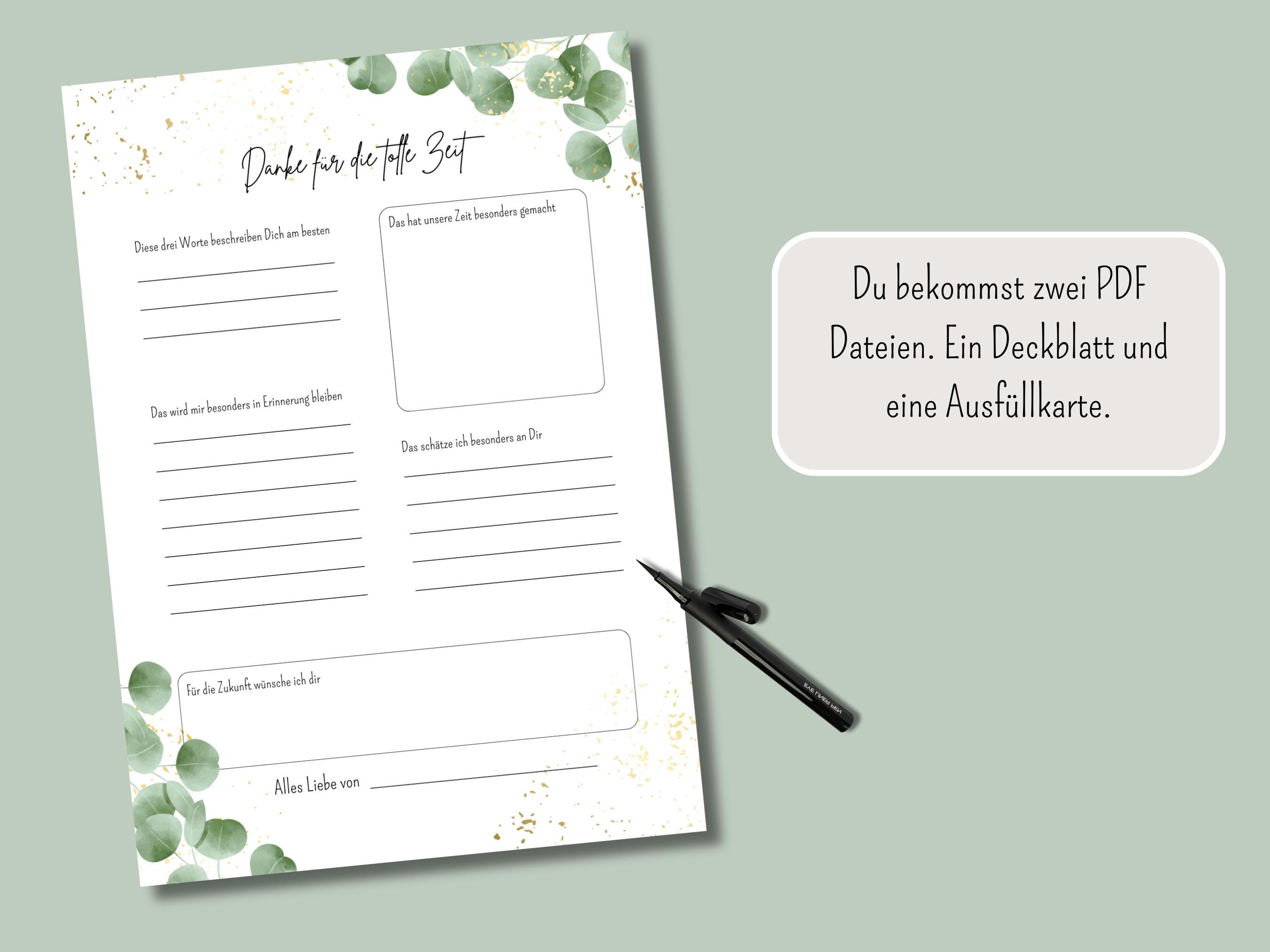 Abschiedsgeschenk Kollegen zum Ausfüllen Abschiedskarte Kollegin DIY