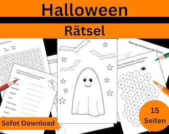 子供向けハロウィーンパズル ハロウィーンアクティビティデジタルダウンロード ハロウィーンゲームぬりえページを印刷する パズルセット 迷路ぬりえ