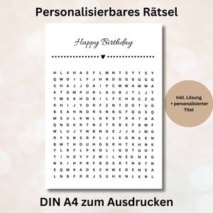 Puzzle de cupón personalizable Cupón personalizado Plantilla de cupón regalo Descargar PDF imprimible Sorpresa de cumpleaños en blanco y negro