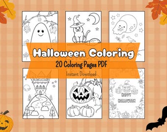 子供と大人向けのハロウィーンぬりえページ デジタルダウンロード PDF