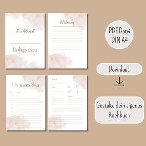 PDF cookbook template, cookbook template to print, personalized cookbook to give as a gift, cookbook gift idea, digital cookbook