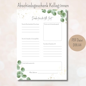 Abschiedsgeschenk Kollegen zum Ausfüllen Abschiedskarte Kollegin DIY Ausfüllkarte Verabschiedung Rente Ruhestand Freundebuch Lehrer PDF