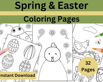 Easter Coloring Pages Kids Coloring Pages for Children and Adults Spring Coloring Pages Seasonal Coloring Pages Easter Eggs Easter Bunny PDF Download