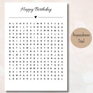 Puzzle personalizado de cumpleaños Cupón creativo regalo especial personalizado Descarga digital PDF A4 Corazón personalizable