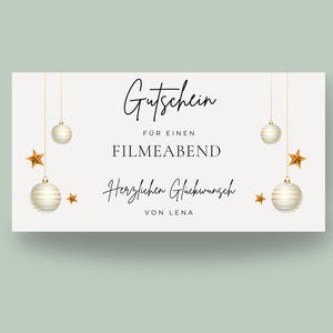 Bon pour Noël coupon personnalisable modèle DIY PDF bon numérique pour sortir manger, créer son propre bon cinéma or