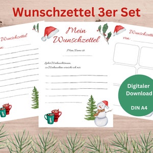 Wenslijst voor kinderen om te schrijven, schilderen/lijmen, verlanglijstje-sjablonen, kerst digitaal PDF-bestand, kerstmanbrief, verlanglijstje
