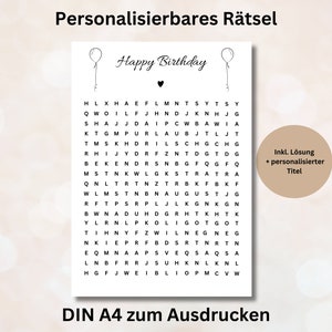 Cupón personalizado Puzzle Cupón personalizado Plantilla de cupón de regalo Descargar PDF imprimible Globos sorpresa de cumpleaños