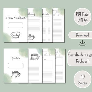 Cookbook template PDF cookbook template to print personalized cookbook to give away gift idea digital recipe template cover page