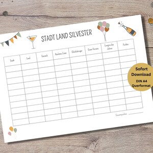 City Country New Year&#39;s Eve PDF to print in DIN A4 Last Minute New Year&#39;s Eve game download immediately City Country River New Year&#39;s Eve party party game boho
