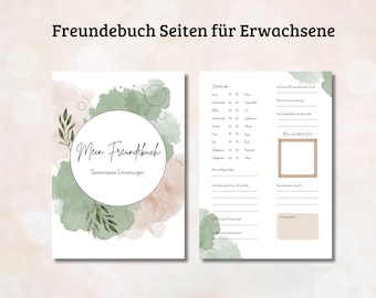 Personalized friendship book pages for adults, guest book cards, gift for birthdays, farewells to colleagues, farewell cards