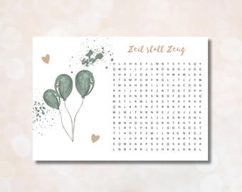 Vale rompecabezas vale personalizado para cumpleaños descargar PDF imprimible tiempo de sorpresa en lugar de cosas crucigrama búsqueda de palabras