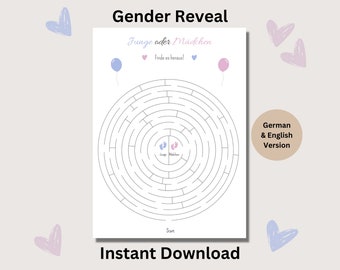 Baby gender reveal puzzle guessing game labyrinth pdf boy or girl to print german baby party game gender reveal baby shower