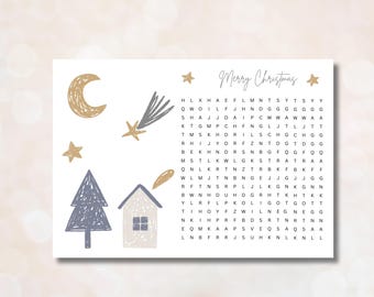 Christmas voucher Christmas gift Christmas puzzle Personalized voucher puzzle Crossword puzzle PDF digital download DIY template