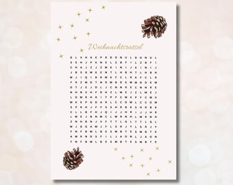 Vale para Navidad Regalo de Navidad Rompecabezas de Navidad Rompecabezas personalizable Crucigrama PDF Descarga digital Plantilla DIY
