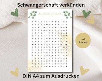 Kondig zwangerschapspuzzel pdf instant download aan Kondig zwangerschap aan, Duits babyshowerspel raadspel We krijgen een baby