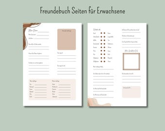 Personalized friendship book pages for adults, guest book cards, gift for birthdays, farewells to colleagues, farewell cards