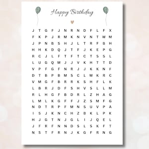 Cupón Puzzle Cumpleaños Personalizable Regalo Personalizado Sorpresa boho simple PDF descarga digital regalo especial
