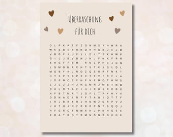 Puzzle de cupón personalizado Cupón personalizado Plantilla de cupón regalo Descargar PDF imprimible Sorpresa de cumpleaños beige